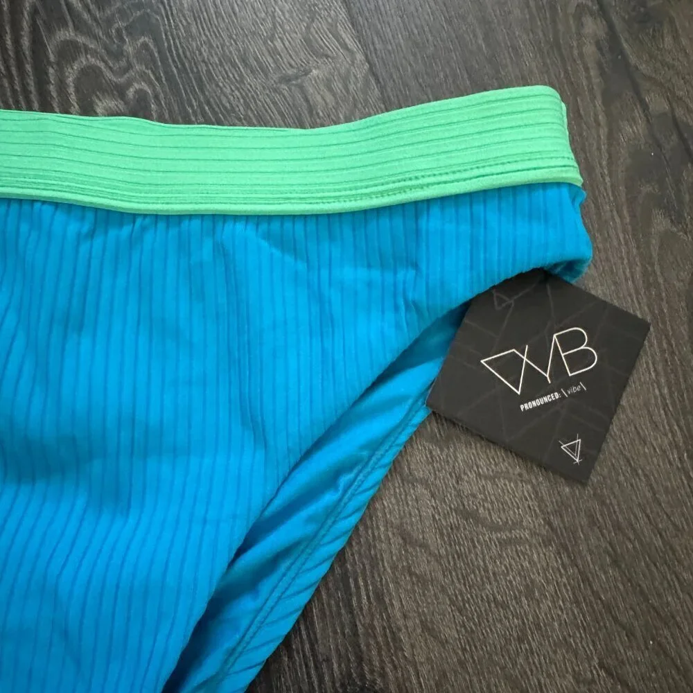 VYB | NWT Allie High Leg Bikini Bottom in Bright Neon Blue/Green Size Medium